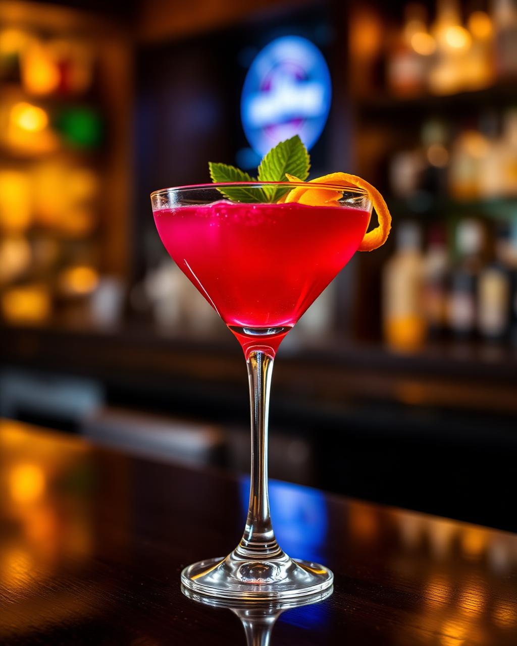 Hibiscus cocktail on the bar
