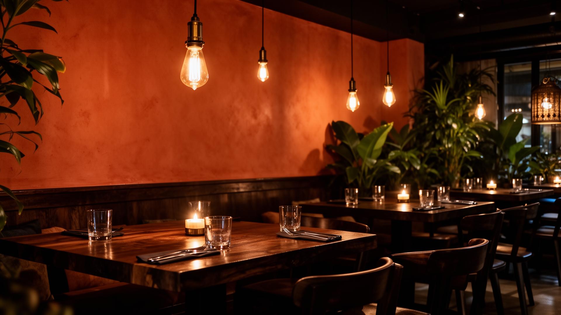 Warm candlelit interior of Savanna Bites Lounge